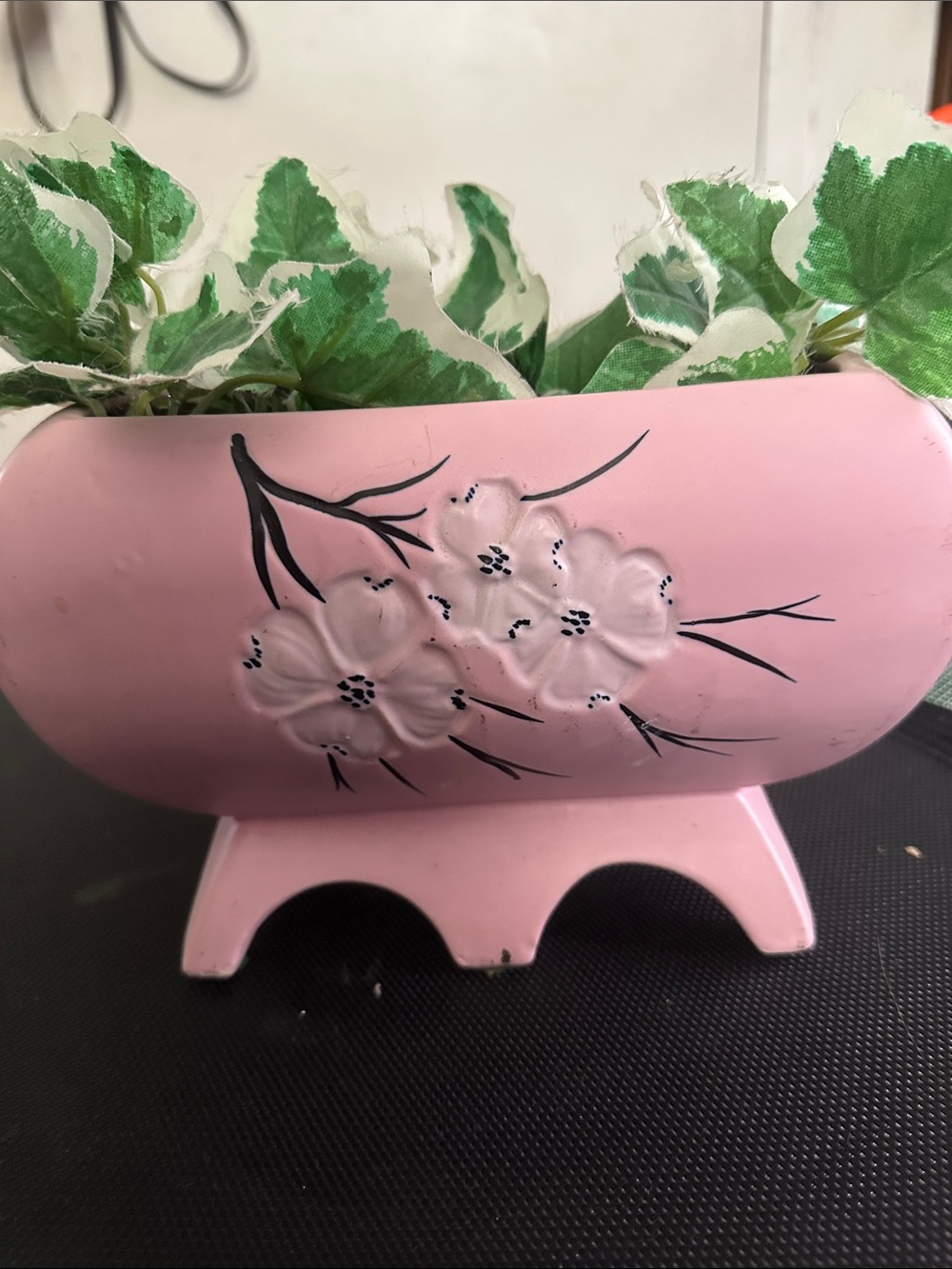 Pink Floral Ceramic Vase - Decorative Home Accent